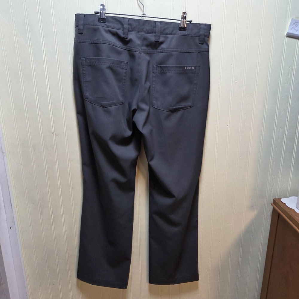 IZOD Golf Pants Mens 32x29 Gray Slim Fit Performance Twill Chino Golf Pockets